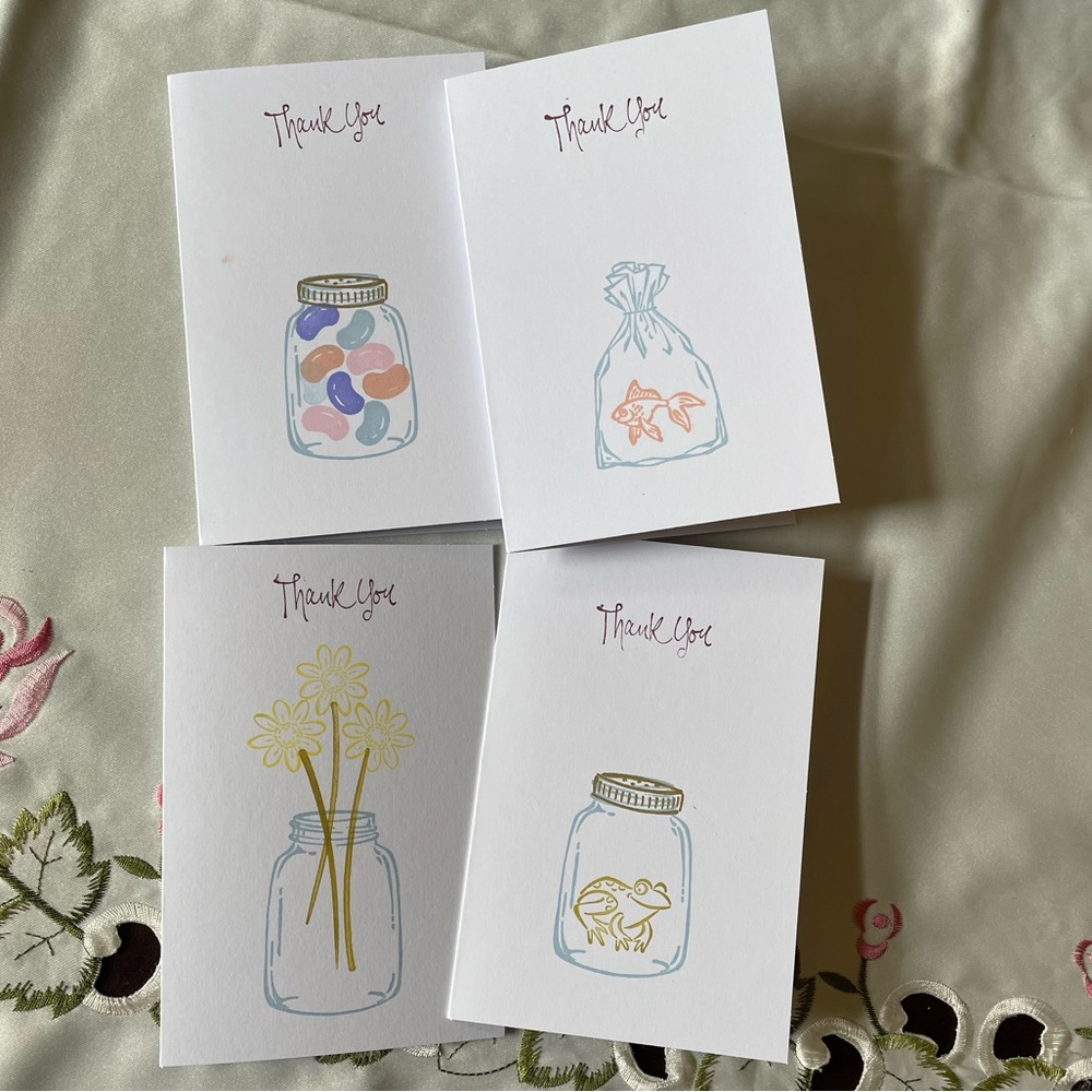 Set of 4 thank you cards